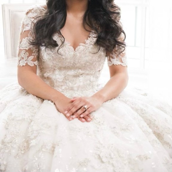 YSA Makino Spring ‘16 White/Ivory Wedding Dress Ball Gown SIZE 4 - Picture 5 of 12